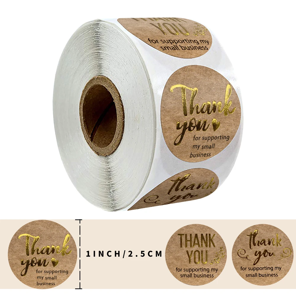 100-500pcs Rose Gold Foil Thank You Sticker For Small Business Gift Seal Labels Shipping Sticker for Decoration Envelope