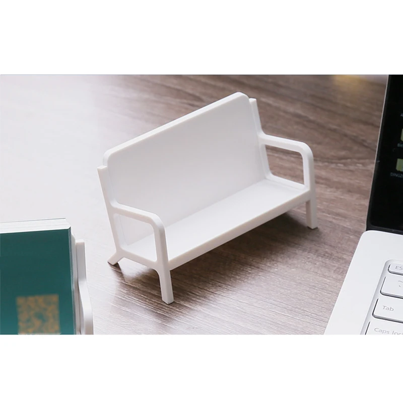 Simple White Bench Style Business Card Holder Stand Case Modern Sofa Name Card Desktop Organizer School Office Supplies