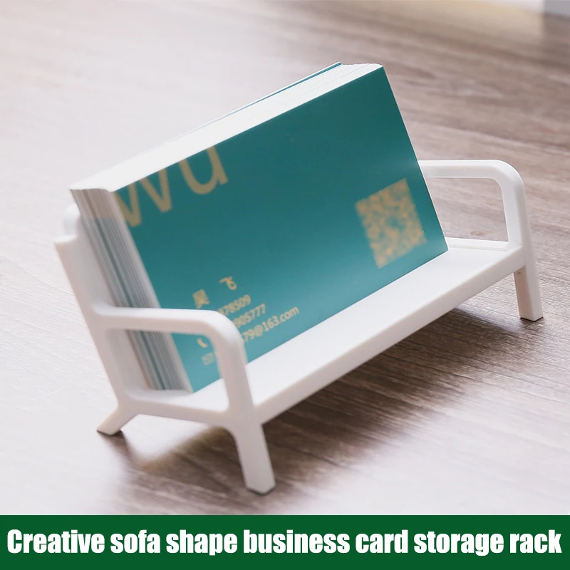 Simple White Bench Style Business Card Holder Stand Case Modern Sofa Name Card Desktop Organizer School Office Supplies