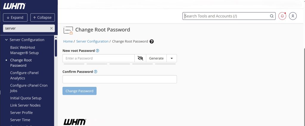 How To Change Root Password In WHM
